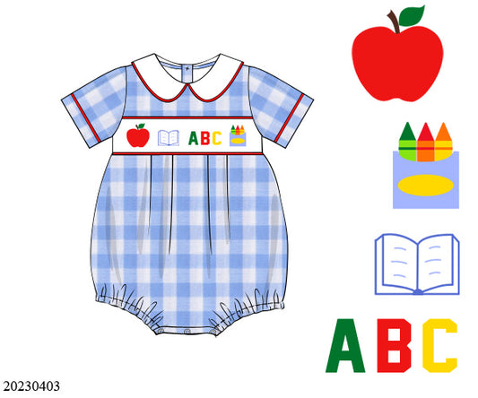 PREORDER Back to School Gingham Boys Bubble