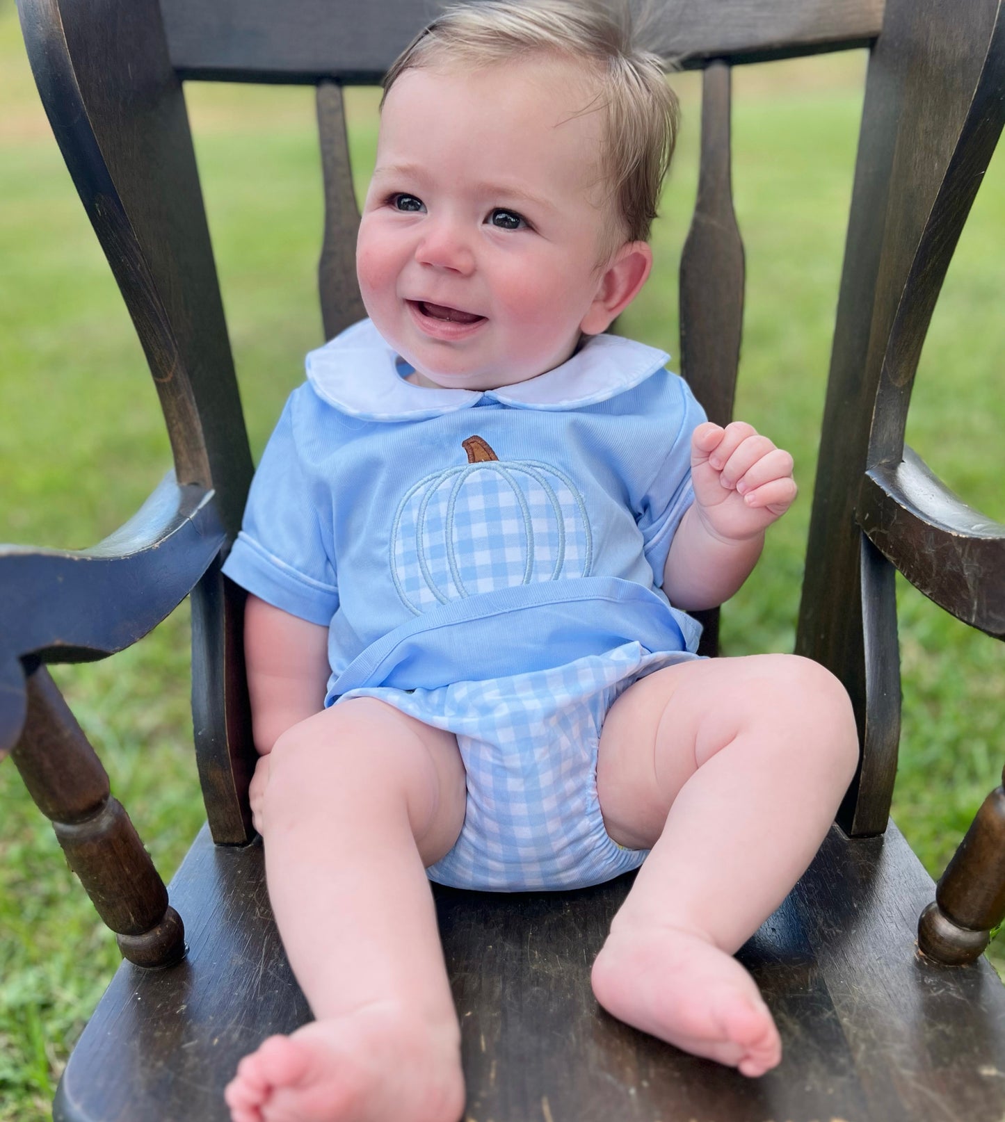 PREORDER Blue Pumpkin Appliqué Diaper Set