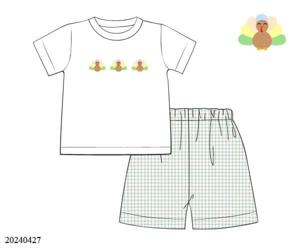 PREORDER Sage Turkey Boys Shorts Set