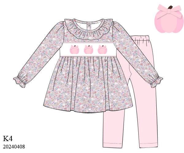 PREORDER Pink Floral Pumpkin Pants Set