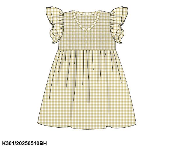 PREORDER Smocked Yellow Gingham Dress