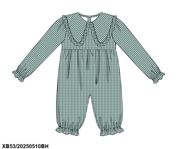 PREORDER Green Gingham Long Romper