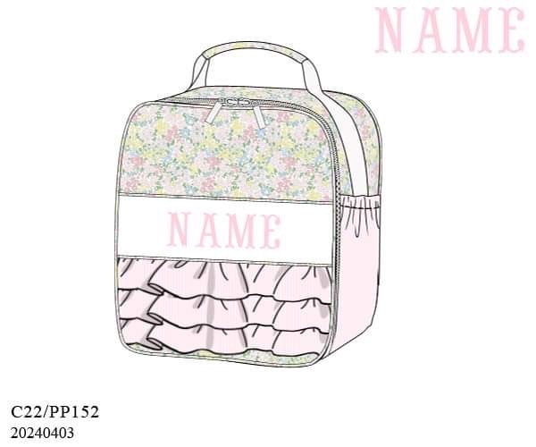 PREORDER Pinstripe Floral Smocked Name Lunch Box