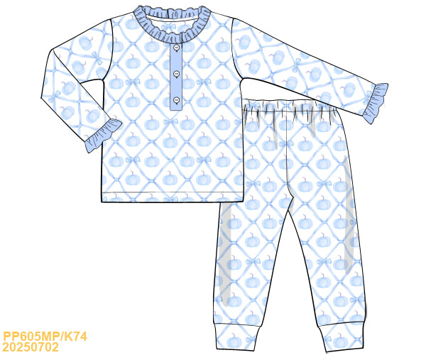 PREORDER Blue Pumpkin Pajama Set