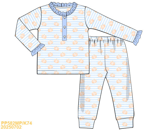 PREORDER Striped Pumpkin Pajama Set