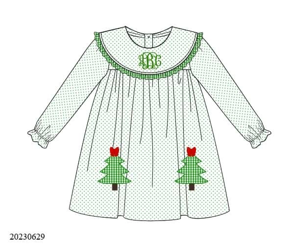 Preorder Monogram Christmas Tree Collar Dress