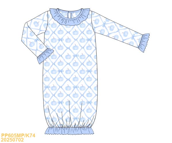 PREORDER Blue Pumpkin Newborn Sleep Gown
