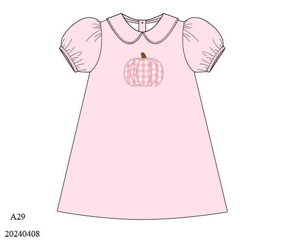 PREORDER Pink Pumpkin Appliqué Dress
