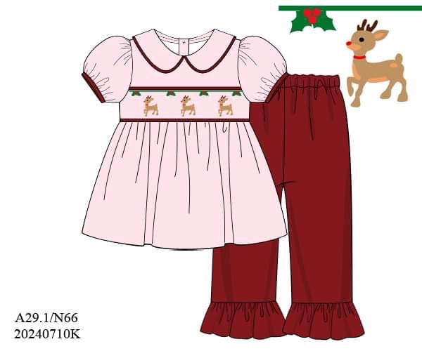 PREORDER Holly Reindeer Corduroy Pants Set