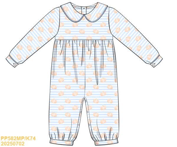 PREORDER Boys Knit Pumpkin Long Romper