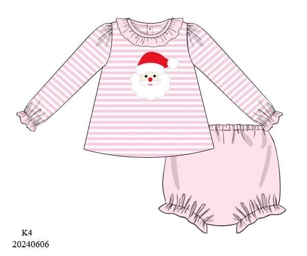 PREORDER Striped Knit Santa Appliqué Diaper Set