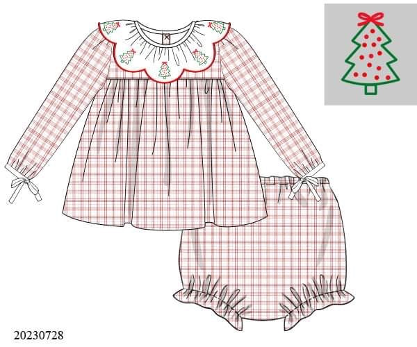 Preorder Windowpane Christmas Tree Diaper Set