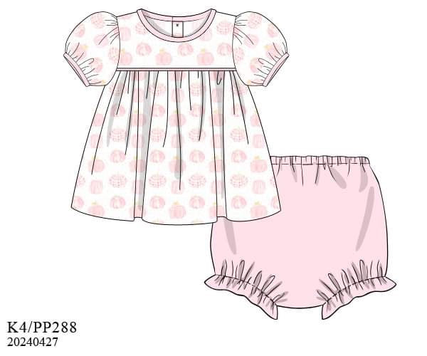 PREORDER Knit Pink Pumpkin Diaper Set