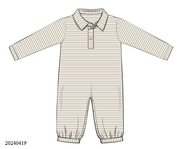 PREORDER Boys Knit Pinstripe Polo Long Romper