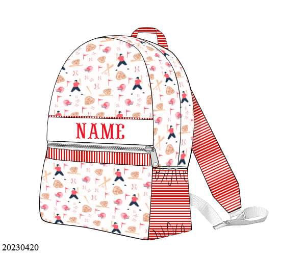 PREORDER Vintage Baseball Smocked Name Book Bag