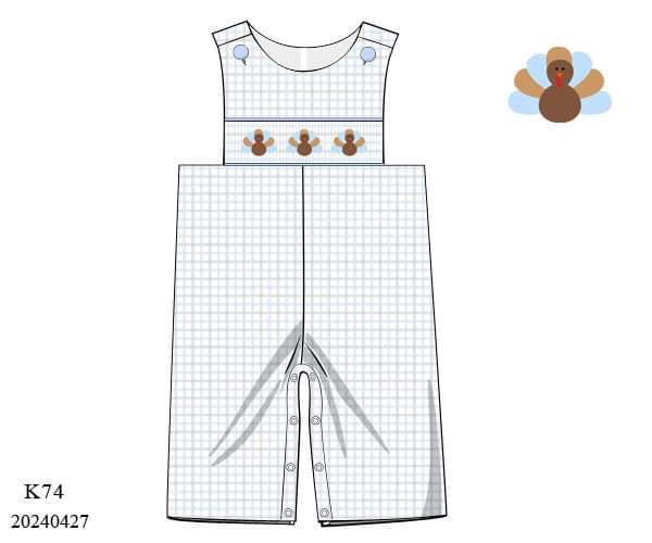 PREORDER Boys Blue Plaid Turkey Longall