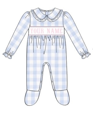 Preorder Girl Personalized Smocked Footie