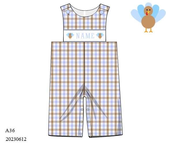 Preorder Boys Personalized Smocked Turkey Longall