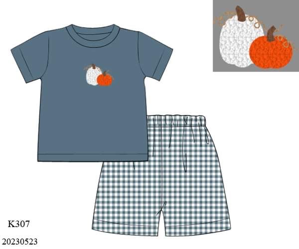 Preorder French Knot Pumpkin Knit Tee Set