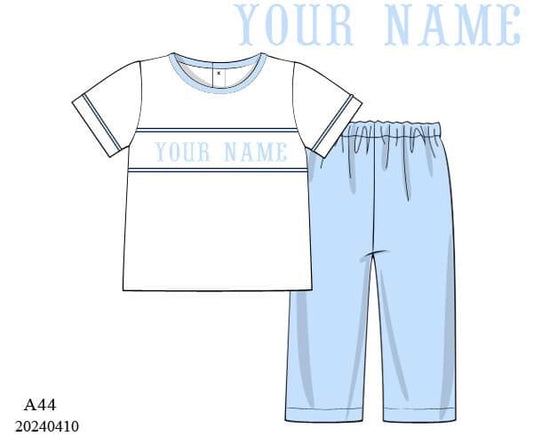 PREORDER Boys Personalized Smocked Pants Set