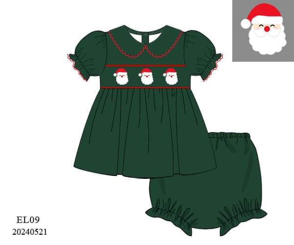 PREORDER Hunter Green Santa Diaper Set