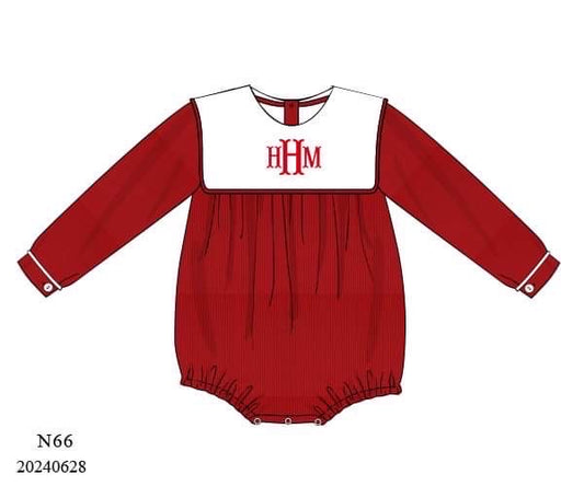 PREORDER Classic Red Monogram Boys Bubble