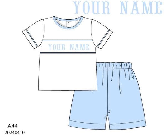 PREORDER Boys Personalized Smocked Shorts Set