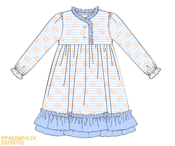 PREORDER Striped Blue Pumpkin Sleep Gown