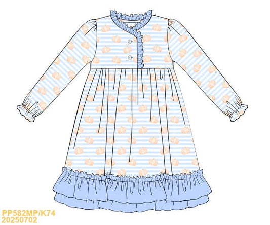 PREORDER Striped Blue Pumpkin Sleep Gown