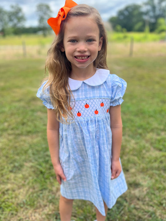 PREORDER Blue Plaid Pumpkin Dress