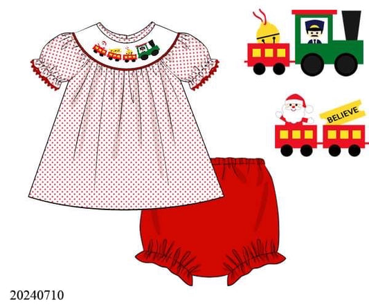 PREORDER Believe Train Smocked Diaper Set