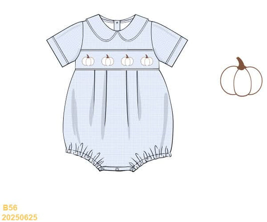 PREORDER Boys Blue Gingham Pumpkin Bubble