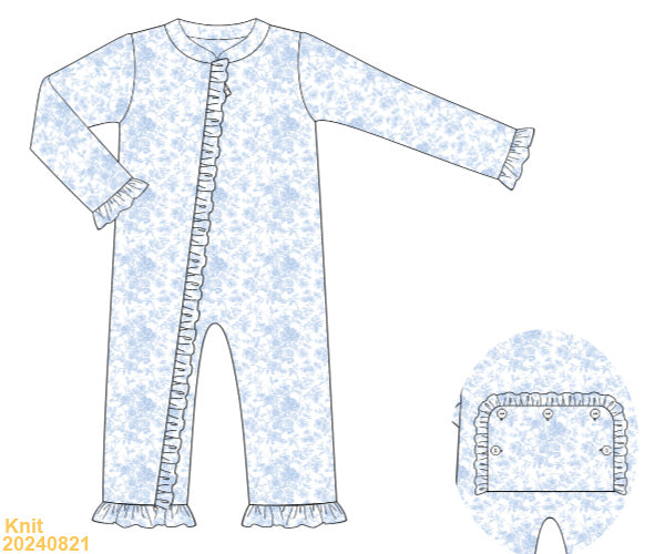 PREORDER Blue Toile Girls Sleeper