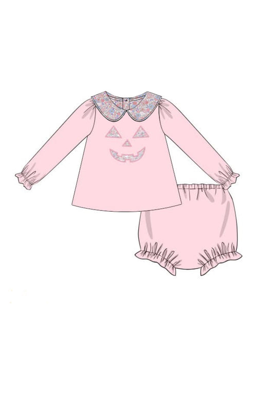 PREORDER Floral Jack-o’-lantern Diaper Set