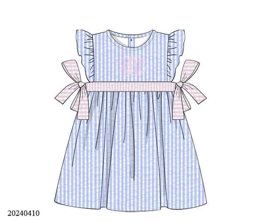 PREORDER Blue and Pink Seersucker Dress