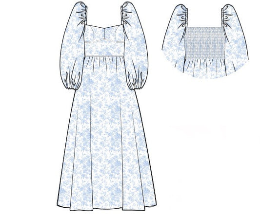 PREORDER Mommy Blue Toile Dress