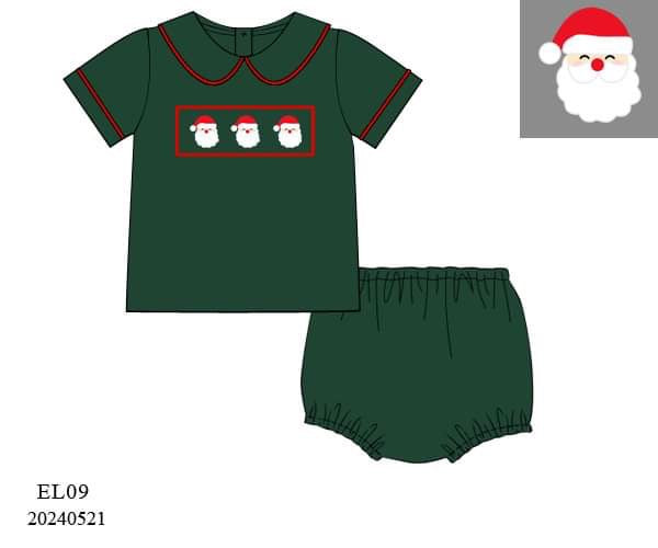 PREORDER Hunter Green Santa Boys Diaper Set