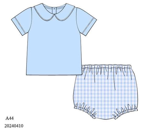 PREORDER Classic Blue Gingham Diaper Set