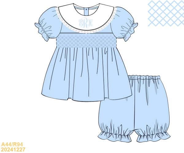 PREORDER Classic Blue Monogrammed Bloomer Set