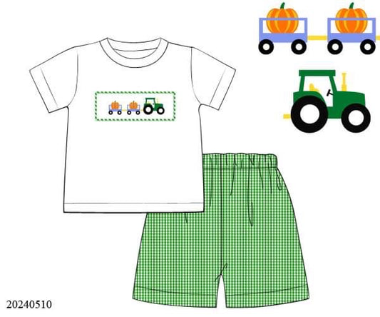 PREORDER Pumpkin Patch Smocked Boys Tee Set