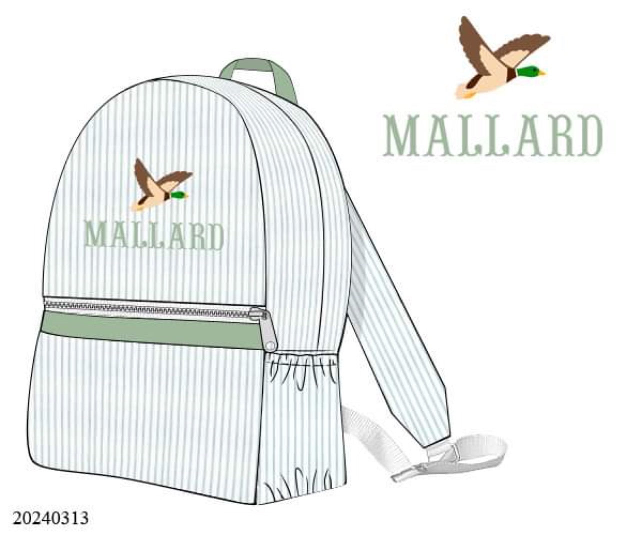 PREORDER Personalized Seersucker Mallard Book Bag