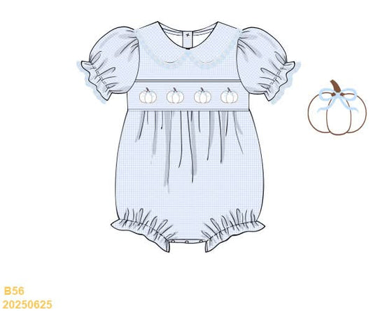 PREORDER Smocked Gingham Pumpkin with Bow Bubble