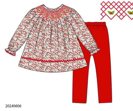 PREORDER Smocked Floral Holly Legging Set