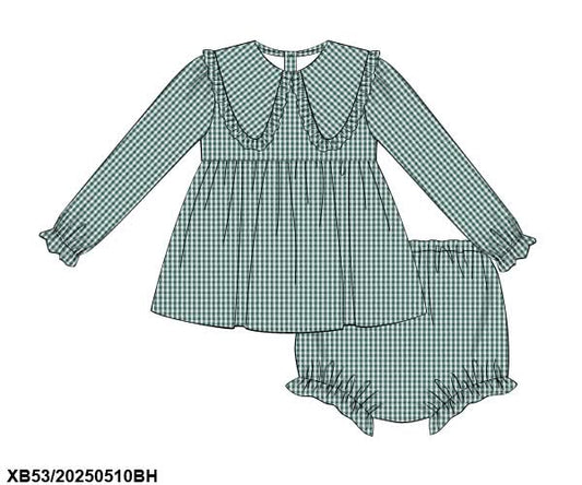 PREORDER Green Gingham Diaper Set