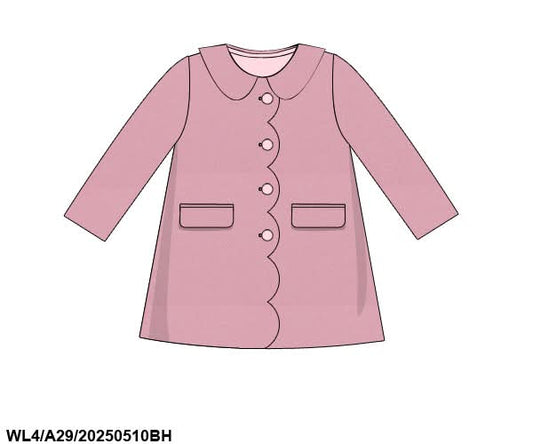 Preorder Girls Pink Wool Peacoat