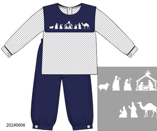 PREORDER Boys Classic Nativity Bibbed Pants Set