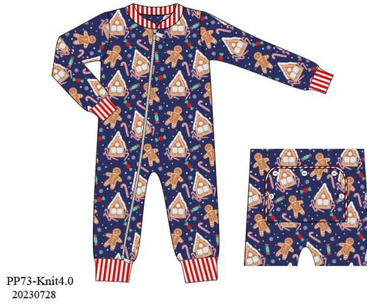 Preorder Boys Gingerbread Village Zip Up Sleeper