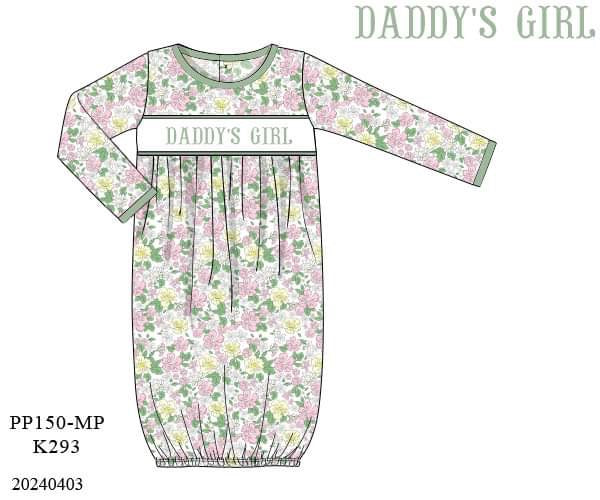 PREORDER Daddy’s Girl Smocked Baby Gown
