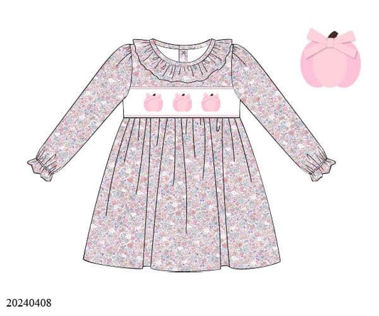 PREORDER Smocked Pink Floral Pumpkin Dress