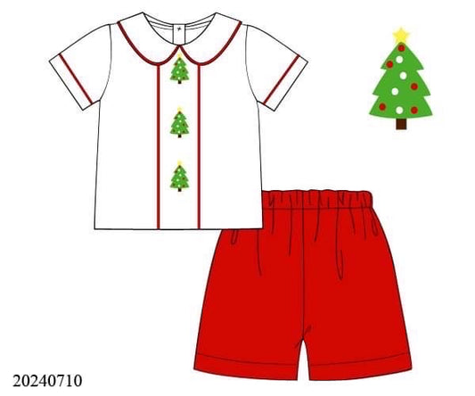 PREORDER Red Row Christmas Boys Shorts Set